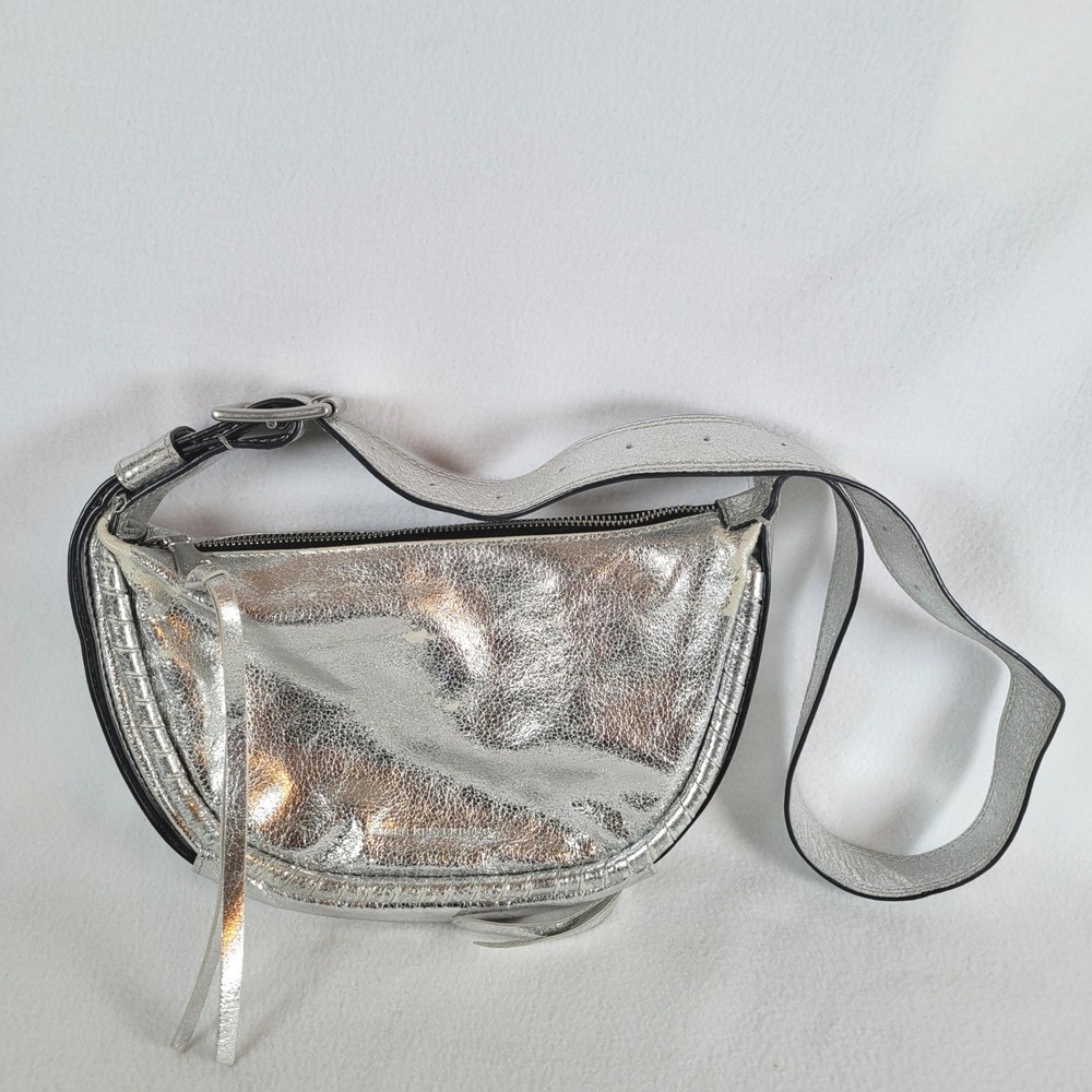 Aimee Kestenberg Womens Cloud Nine Shoulder Bag Metallic Leather Whipstitch Y2k